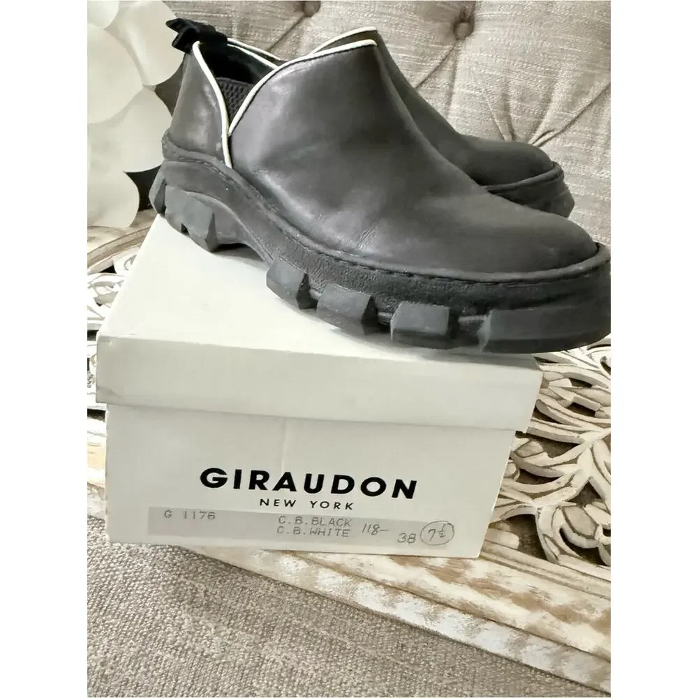 Giraudon Black Leather Slip on Shoes Women’s 7.5